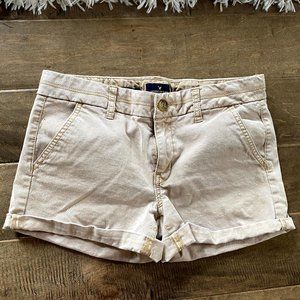 American Eagle Midi Stretch Khaki Shorts Sz 8